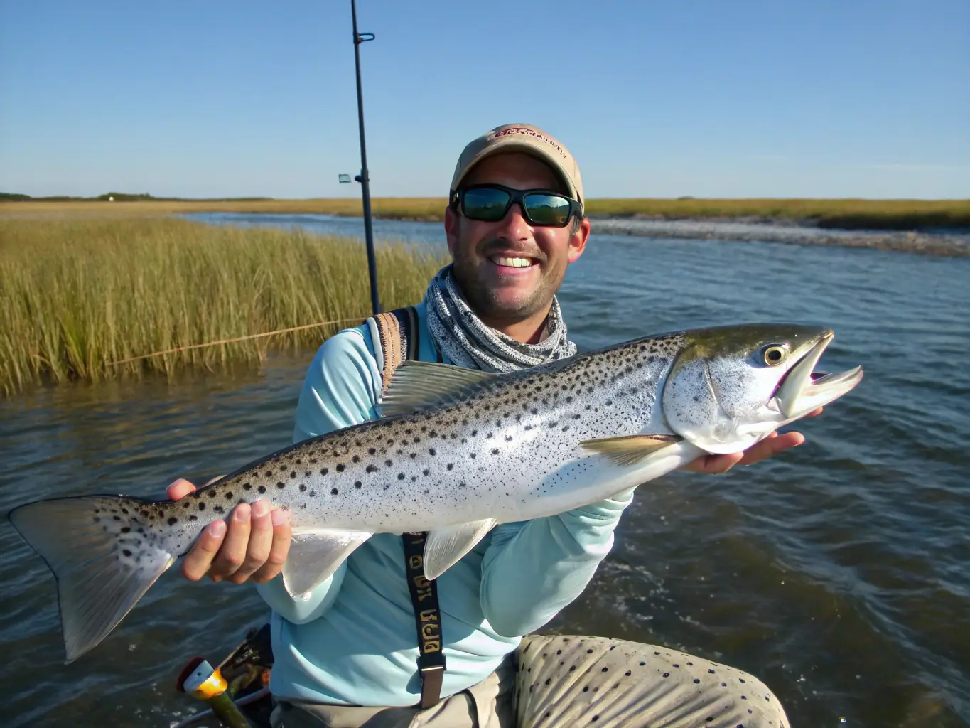 A responsible angler releasing a fish back into the water, demonstrating sustainable fishing practices and the importance of catch and release.
